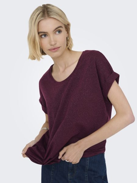 Only Onlmoster Glitter S/s Top Noos Jrs T-shirt Korte Mouw Chocolate Truffle Lurex