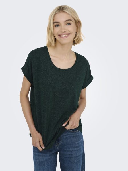 Only Onlmoster Glitter S/s Top Noos Jrs T-shirt Korte Mouw Scarab