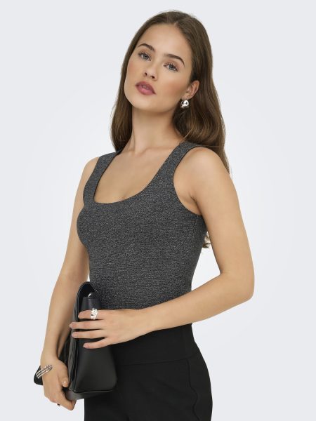 Only Onlea Glitter S/l 2-ways Top Jrs Noos Tops En Singlets Black Silver Glitter