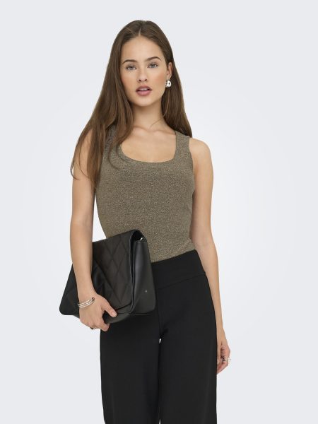 Only Onlea Glitter S/l 2-ways Top Jrs Noos Tops En Singlets Falcon Gold Glitter