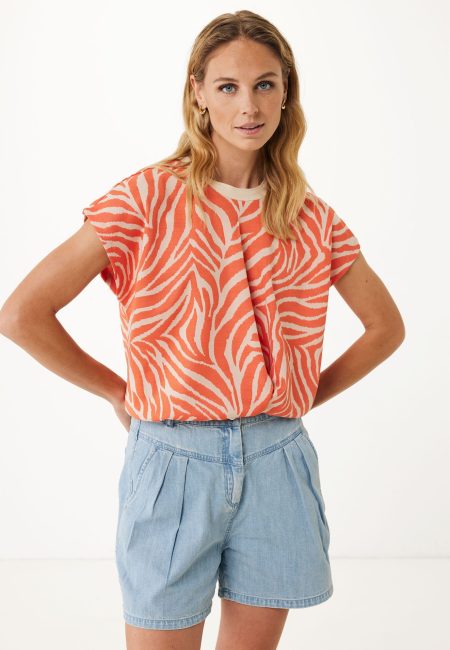 Top Jacquard Jersey met Zebraprint Oranje