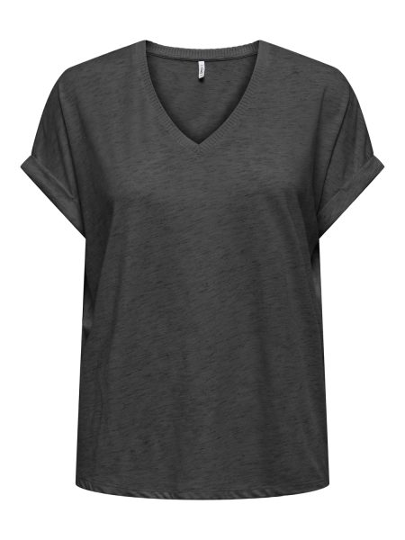 Only Onlrina S/s V-neck Glitter Top Cs Jrs T-shirt Korte Mouw Dark Grey Melange