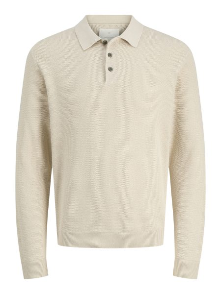 J&j Premium Jprcccooper Knit Polo Ls Trui Silver Lining Twist