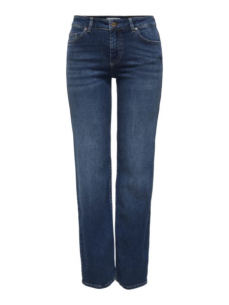 Only Onlblush Mid Straight Dnm Tai021 Noos Straight Leg Dark Blue Denim