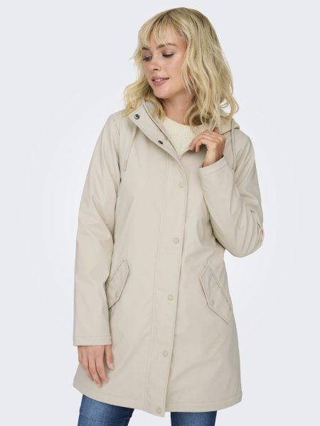 Only Onlsally Raincoat Otw Noos Winterjassen Oatmeal White Teddy