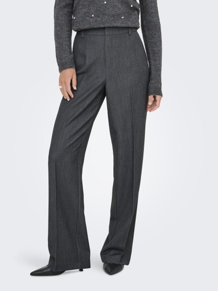 Only Onlhattie-lana Hw W Mel Pant Tlr Noos Broek Dark Grey Melange