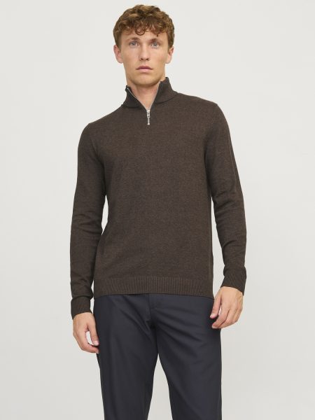Jack - Jones Jjeemil Knit Half Zip Noos Trui Mulch Twist