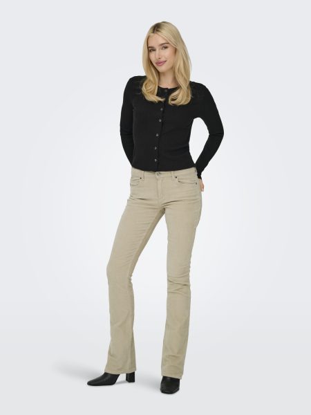 Only Onlmary-global Mid Cord Flared Pnt Noos Broek Oatmeal