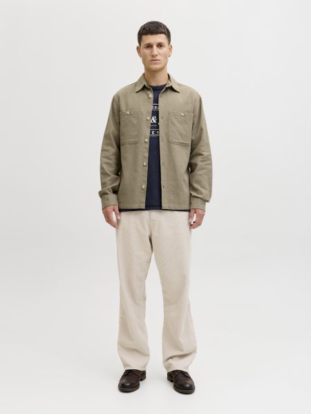 Jack - Jones Jprblurayle Linen Bl. Solid Ls Shirt Sn Overhemd 4969451 Mermaid Regular Fit