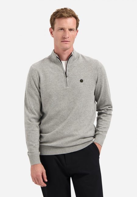 No- Excess Pullover Half Zip 2 Coloured Melange Trui Grey Melange