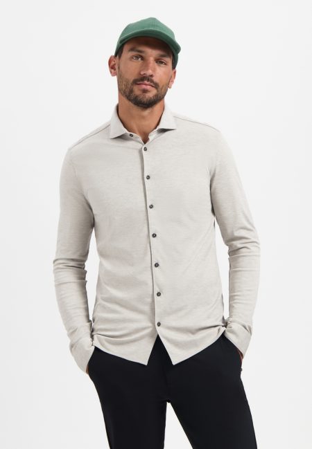 No- Excess Shirt Jersey Melange Stretch N4180 Overhemd 018 Clay