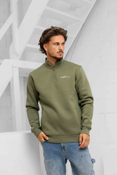 24 Uomo Club Half Zip Sweater Heren Army - Maat XL - Kleur: Donkergroen | Soccerfanshop