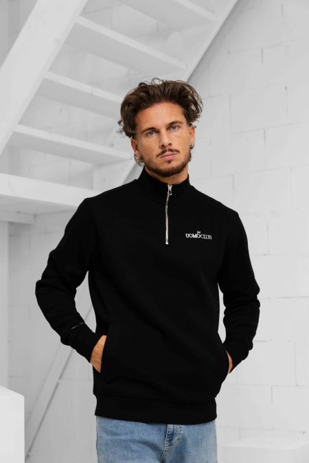 24 Uomo Club Half Zip Sweater Heren Black - Maat XXXL - Kleur: Zwart | Soccerfanshop
