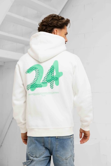24 Uomo Artwork Hoodie Heren Off-White - Maat XXXL - Kleur: Wit | Soccerfanshop