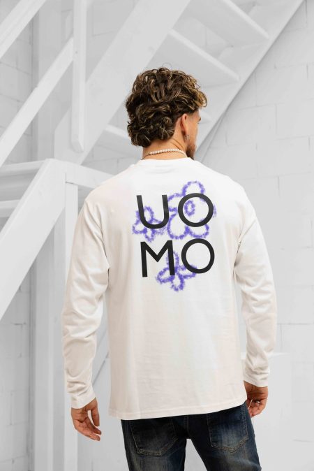 24 Uomo Flora 2.0 Longsleeve Shirt Heren Off-White/Blue - Maat XXXL - Kleur: Wit | Soccerfanshop