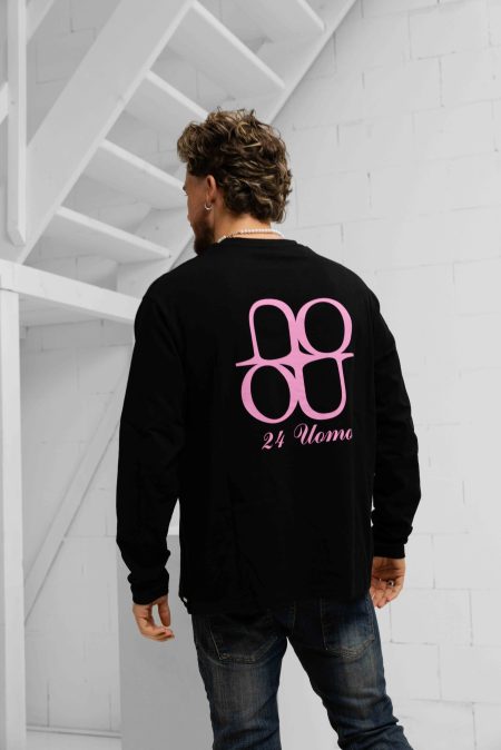 24 Uomo Symbol Longsleeve Shirt Heren Zwart/Roze - Maat S - Kleur: Zwart | Soccerfanshop