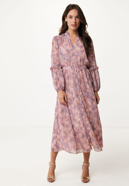 Jurk met Ruffles en Print Roze