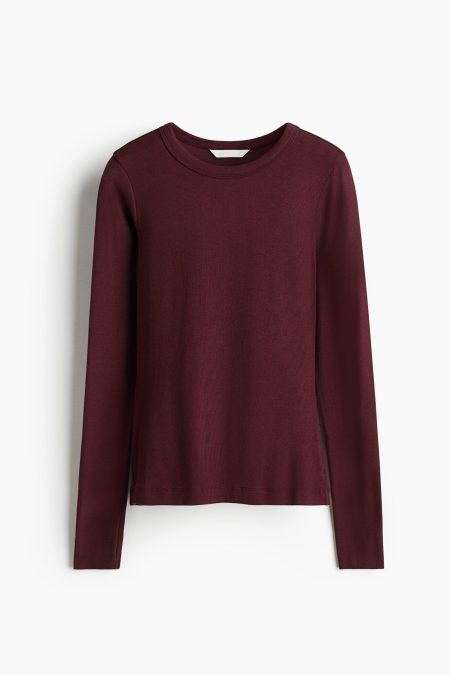 H & M - Geribde top - Rood