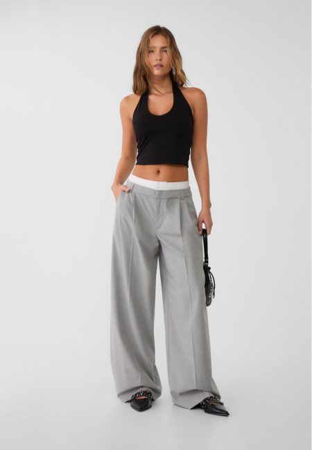 Stradivarius Halter crop top  Zwart XS