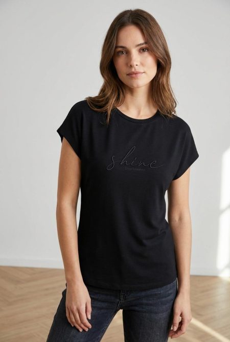 Elvira Casuals T-shirt Shine E5 25-025 T-shirt Korte Mouw 4 Black