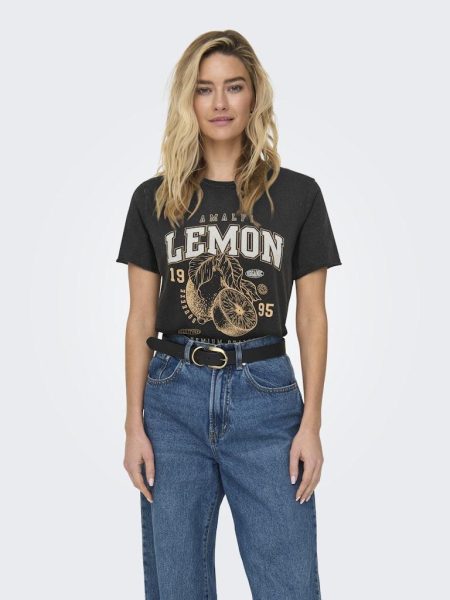 Only Onllucy Reg S/s Top Jrs Noos 15215721 T-shirt Korte Mouw 4951052 Black Fruity Lemon
