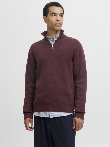 Jack & Jones Jprblamilano Stitch Knit Half Zip Sn Trui Winetasting