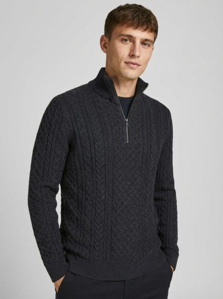Jack & Jones Jprblusean Knit Cable Half Zip Sn Trui Dark Navy
