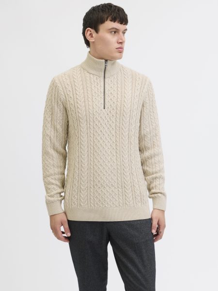 Jack & Jones Jprblusean Knit Cable Half Zip Sn Trui Silver Lining