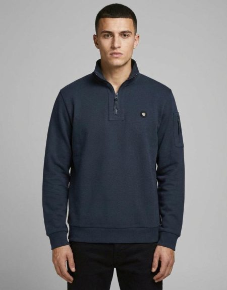 Jack & Jones Jcodonald Half Zip Sweat Smu 12271425 Trui Outer Space