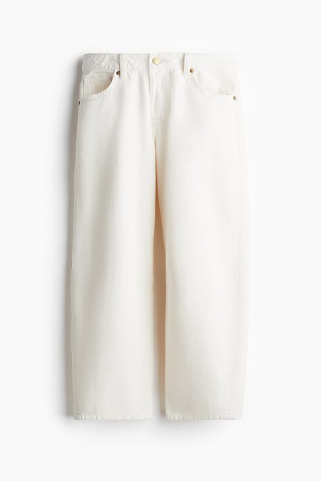 H & M - Barrel Regular Cropped Jeans - Wit