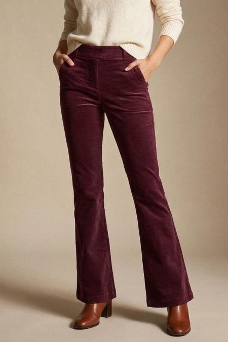 Helena Hart Broek Flair Velvet 7559 Flared Wine