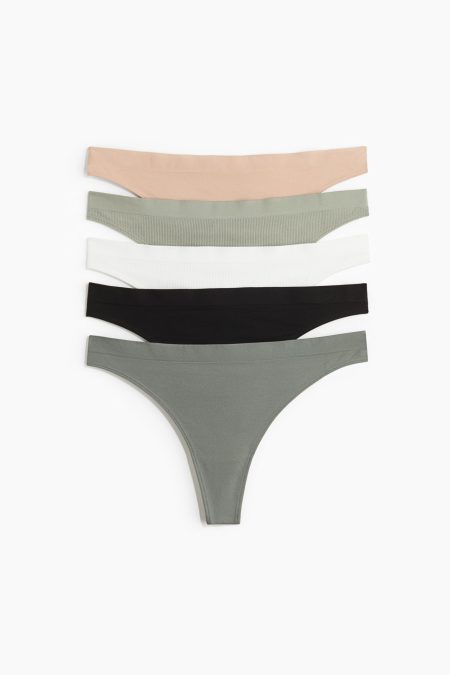 H & M - Set van 5 slips - Thong - Groen