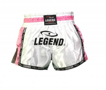 Legend Sports Kickboks broekje meisjes/dames wit-roze satijn