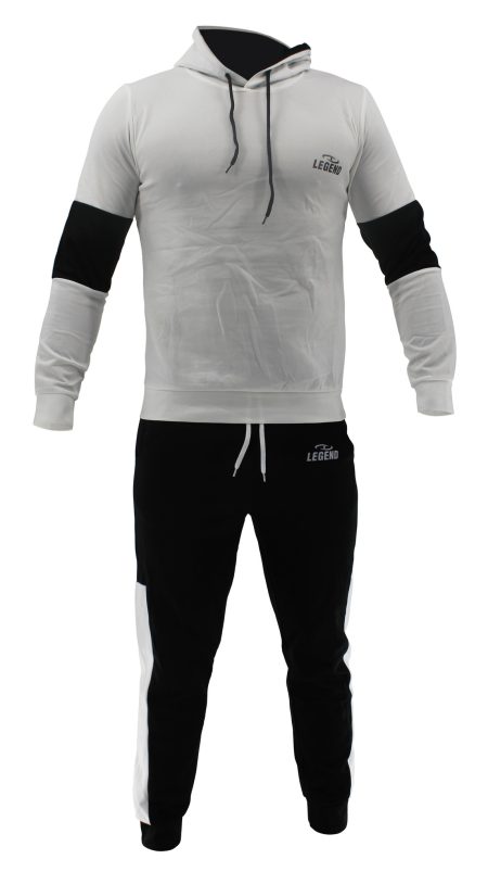 Legend Sports Functioneel joggingpak heren/dames wit & zwart polyester