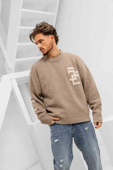 Jorcustom Splittedicon Knit Sweater Heren Bruin - Maat XL - Kleur: Bruin | Soccerfanshop