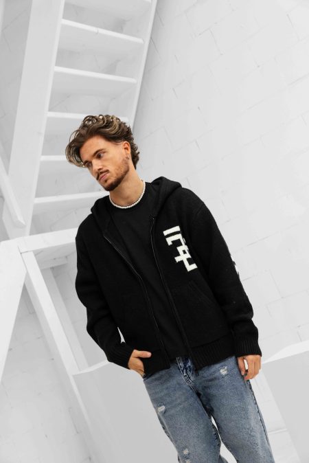 Jorcustom Splittedicon Knit Zipped Hoodie Heren Zwart - Maat S - Kleur: Zwart | Soccerfanshop