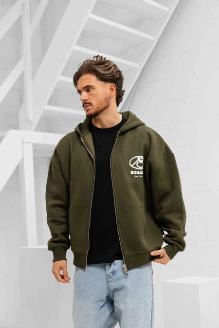 Equalité Arid Oversized Full Zip Hoodie Heren Donkergroen - Maat XL - Kleur: Donkergroen | Soccerfanshop