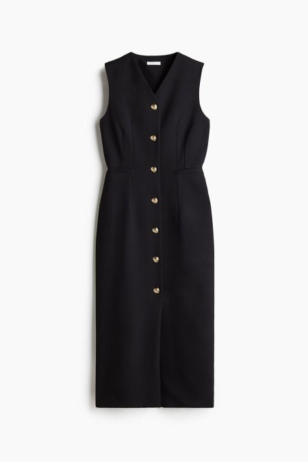 H & M - Geklede doorknoopjurk - Zwart