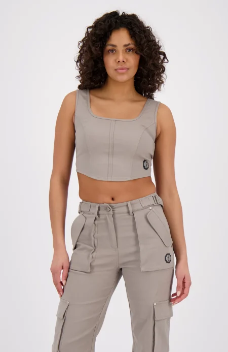 Black Bananas Zip Corset Top Dames Grijs - Maat L - Kleur: Grijs | Soccerfanshop