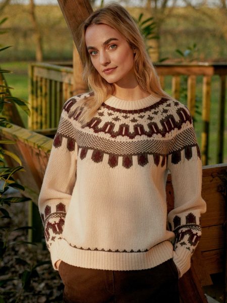 Multicolor intarsia trui - repeat cashmere damesmode