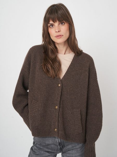 Oversized v-hals vest met functionele zakken