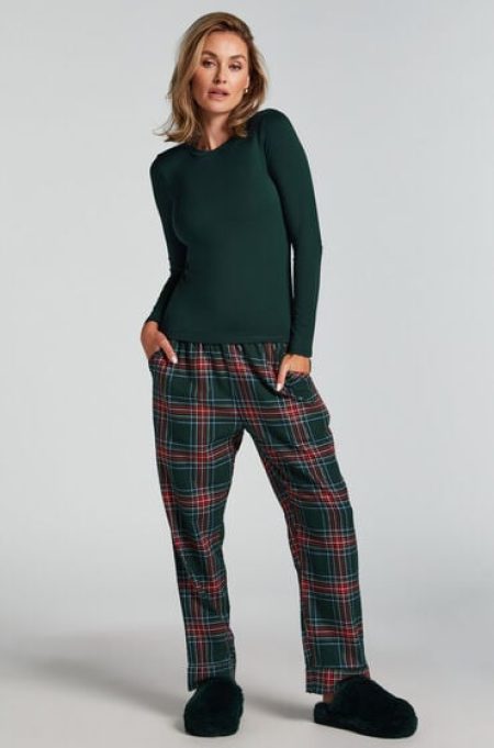 Hunkemöller Pyjamabroek Flannel Groen