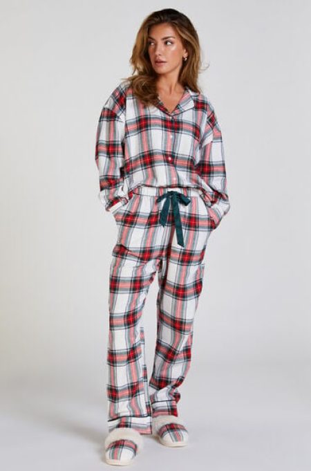 Hunkemöller Pyjamabroek Flannel Wit