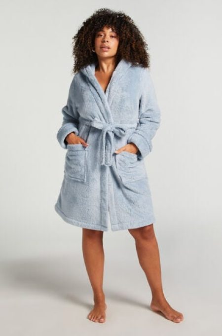 Hunkemöller Badjas Fleece kort Blauw