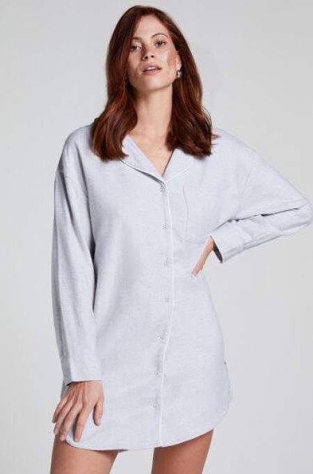 Hunkemöller Nachthemd Flanel Grijs