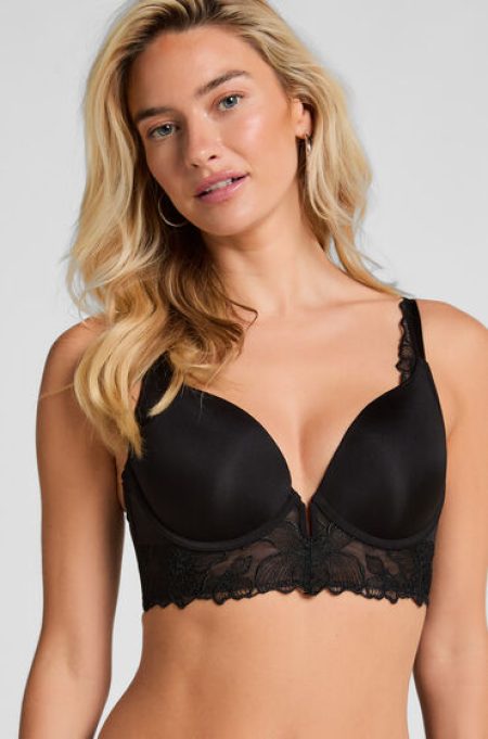 Hunkemöller Voorgevormde longline push-up beugel bh Jemima Zwart