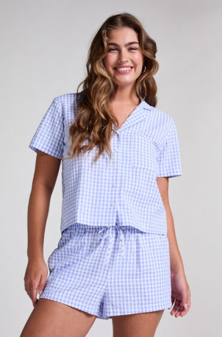 Hunkemöller Shorts Seersucker Blauw