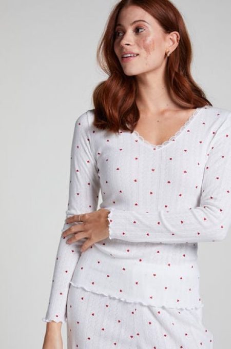 Hunkemöller Pyjama top Pointelle Wit