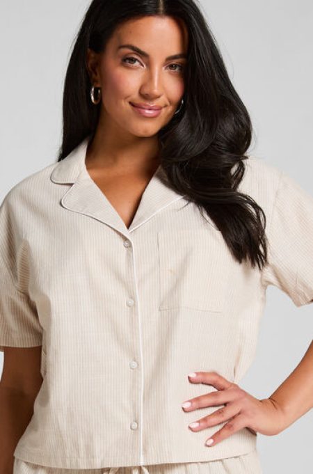 Hunkemöller katoenen pyjama top Beige