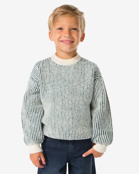 HEMA HEMA Kindertrui Rib Strepen Groen (groen)